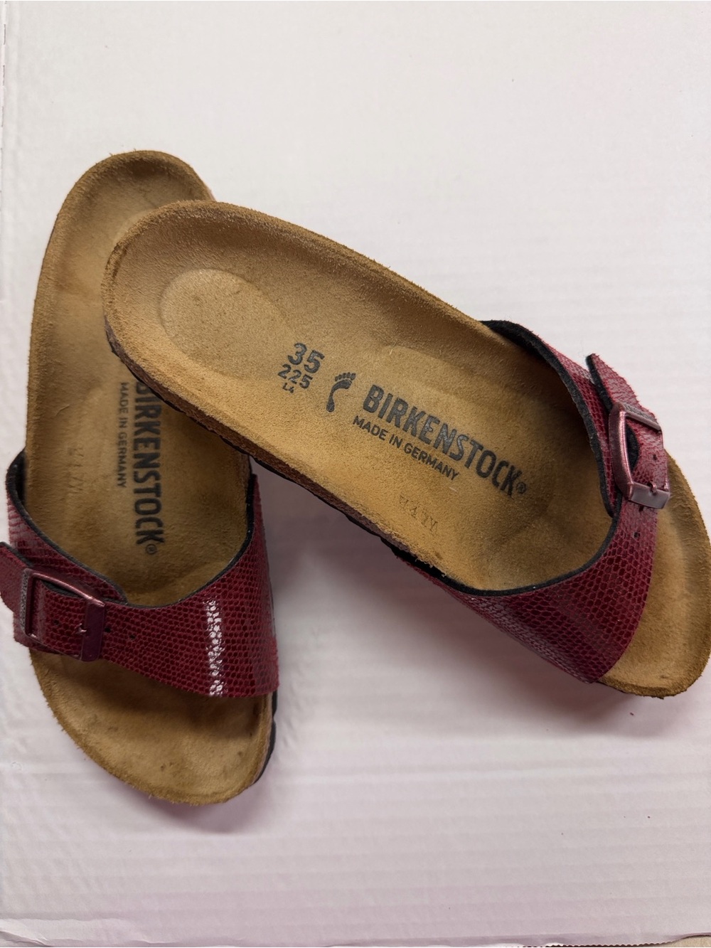 Birkenstock Madrid Single Strap Sandal in Wine Red Size 35